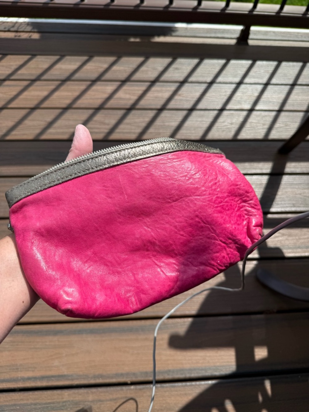 Rough and Tumble zip pouch with top stripe large in LYON FUCHSIA!